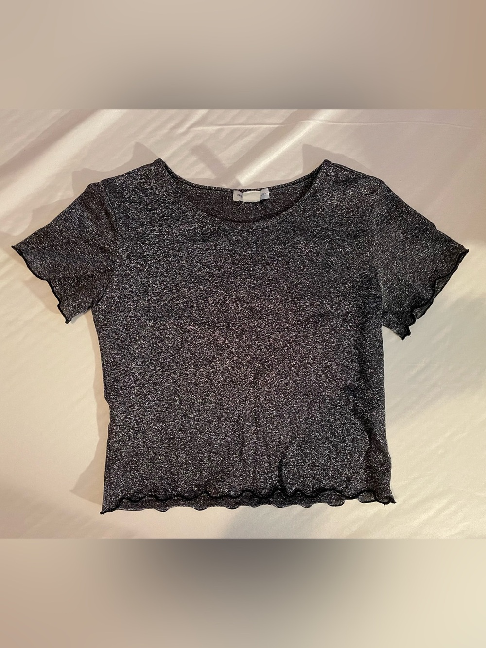 Urban Outfitters metallic silver crop tee